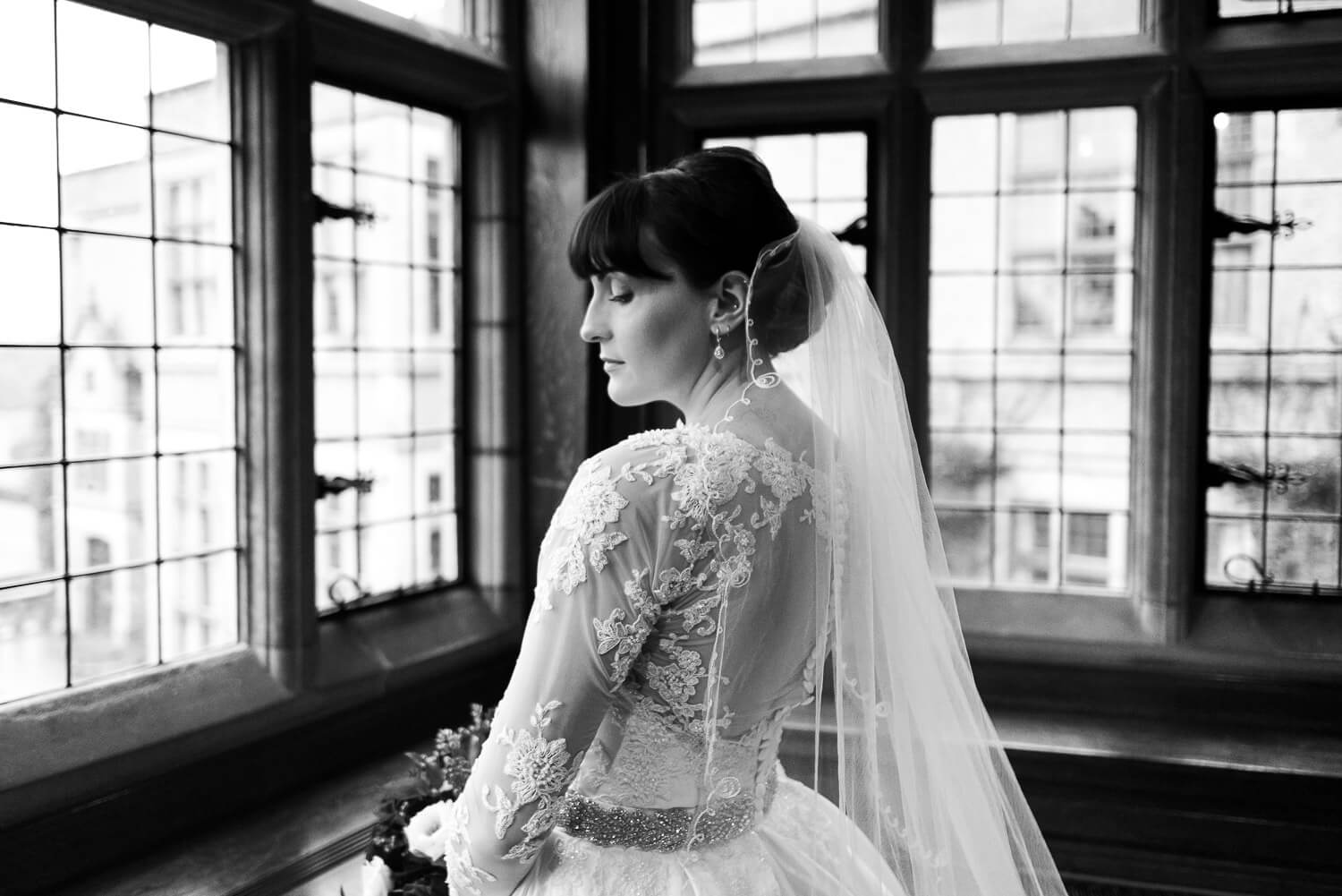 Fanhams Hall Wedding bride portrait, Carine Bea Photography