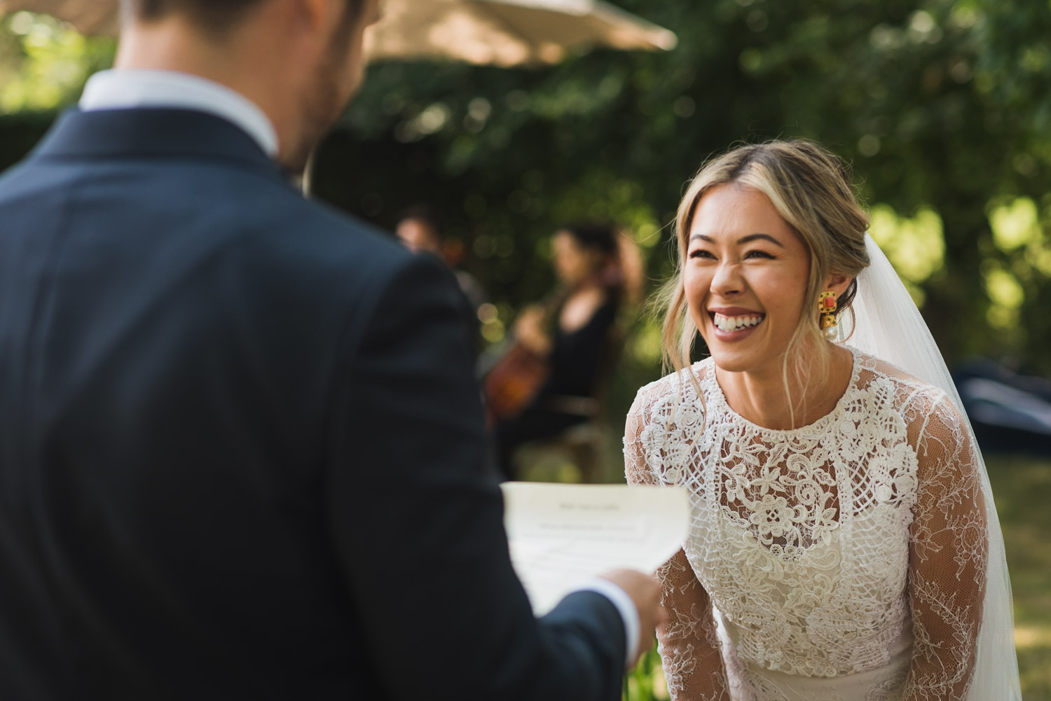 bride, LAUGH outdoor wedding essex