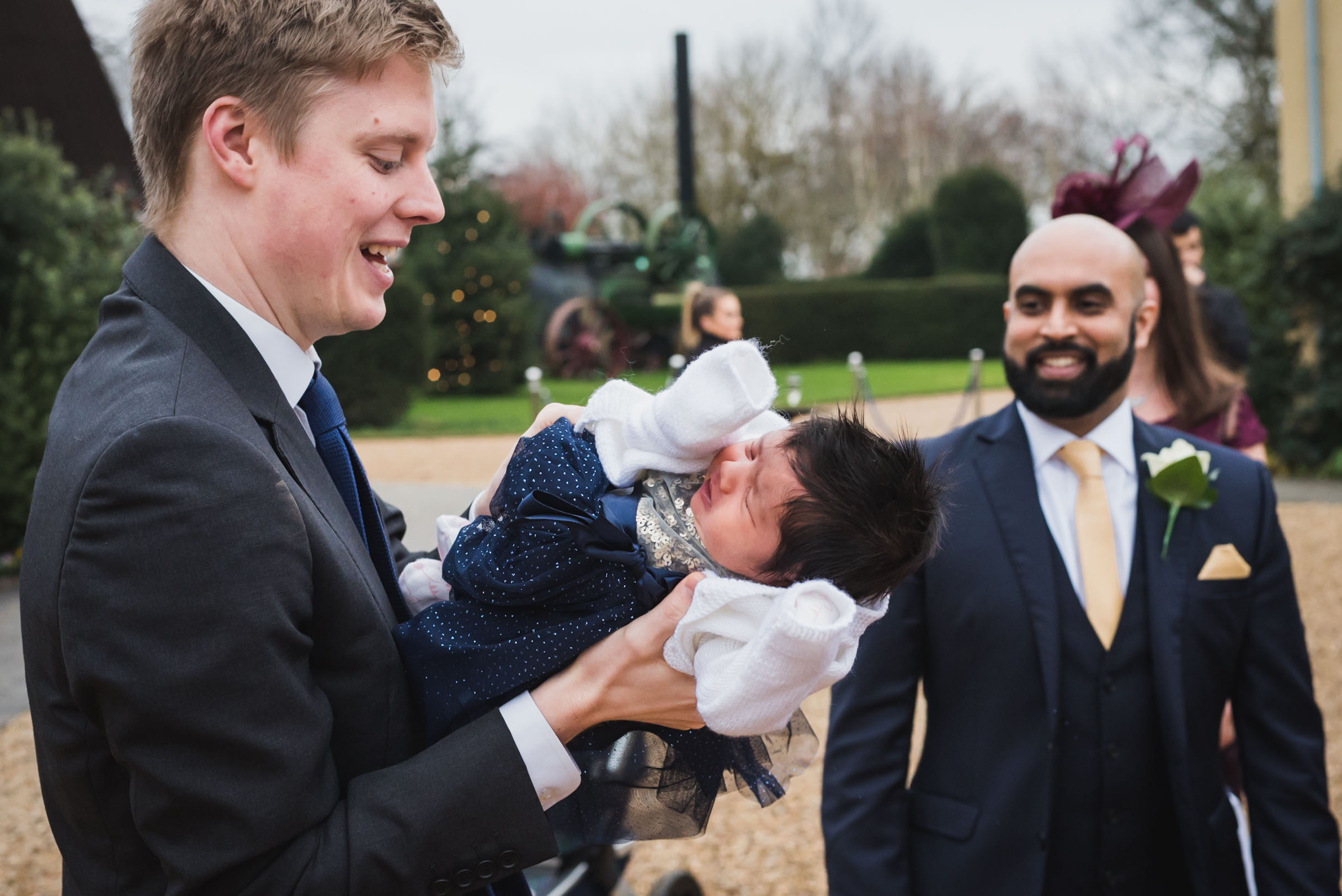 baby crying in a wedding in Cambridgeshire