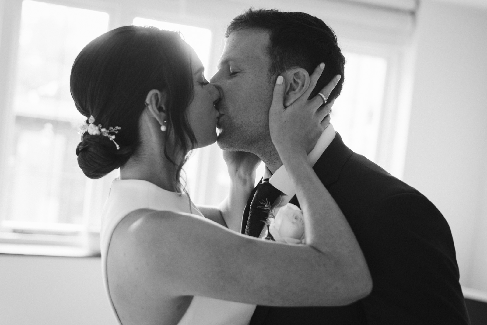black and white wedding couple portraits in Nether Winchendon House