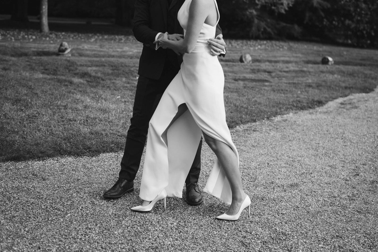 romantic black and white wedding photo