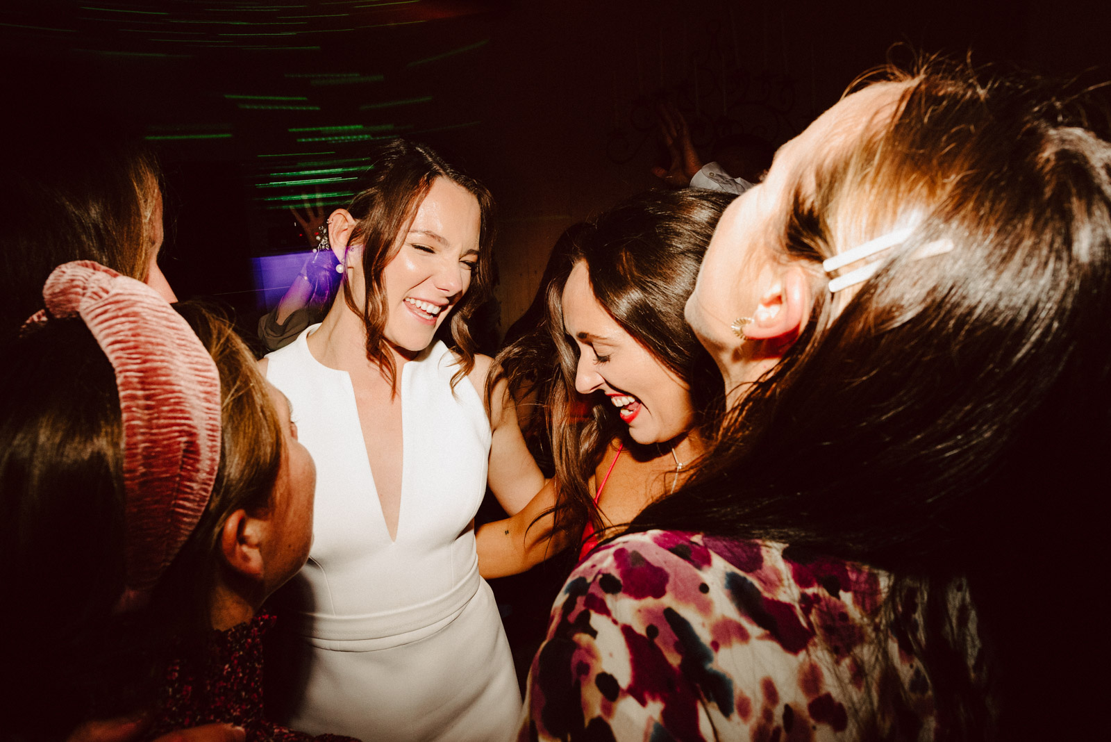 bride and best friends dancing wedding in Nether Winchendon House